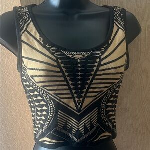 Black and Gold Patterned Women's Top